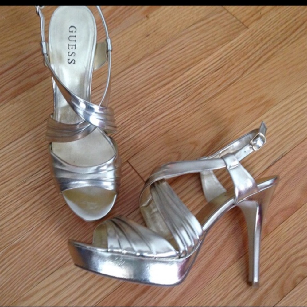 SALE $10 off! 🎉 Guess Gold Strappy Stiletto Heels